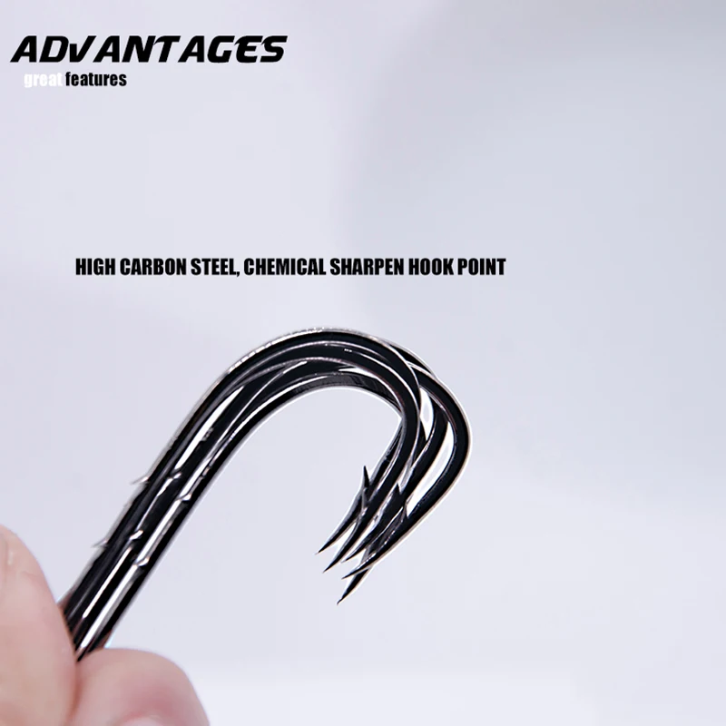 50pcs/lot Long Shank Fishing Hook For Fishing Live Bait With Double Bait Keeper Barbs High Carbon Steel With Anti-rust Fishhooks - Image 5