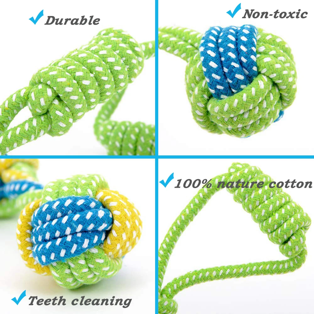 Dog Toy Rope Ball Toy for Small Medium Dogs Outdoor Training Toy for Dogs Teeth Cleaning Tug Toy Interactive Knot Rope TY0078 - Image 5