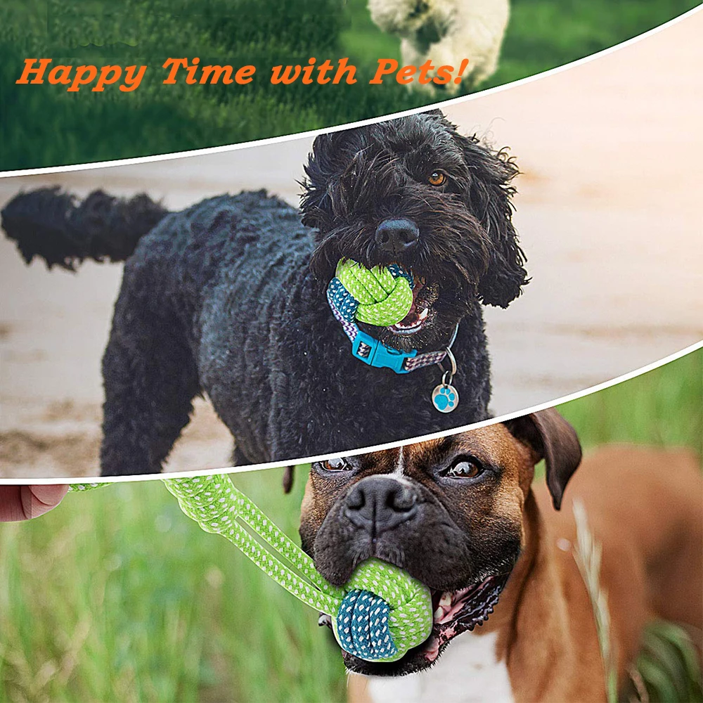 Dog Toy Rope Ball Toy for Small Medium Dogs Outdoor Training Toy for Dogs Teeth Cleaning Tug Toy Interactive Knot Rope TY0078 - Image 3