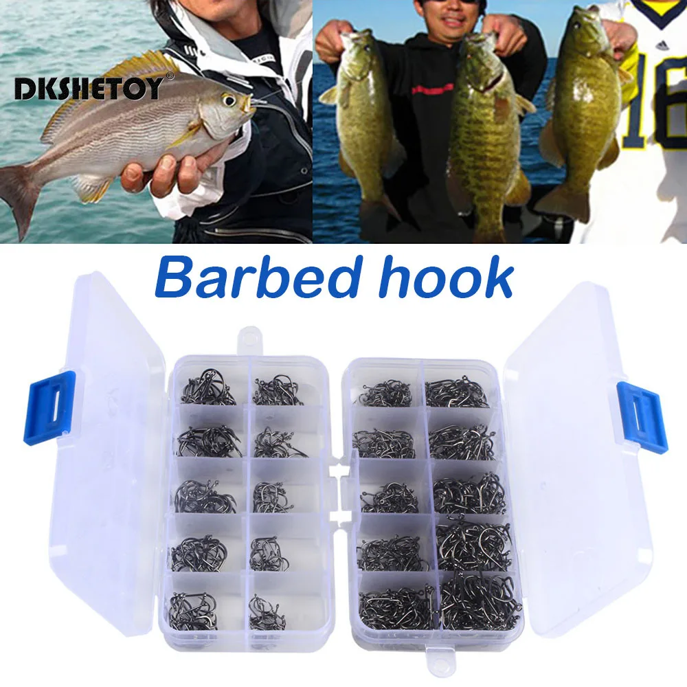 100-1000pcs Fish Hooks with barbed fishhook For Bait With Plastic Box Kit For Saltwater Freshwater fishing tools - Image 2
