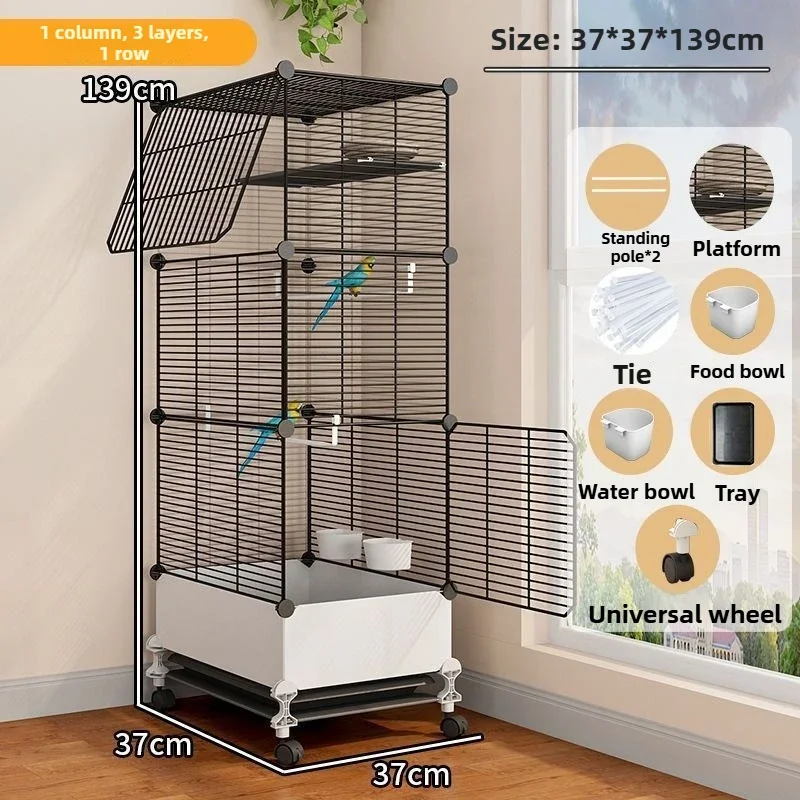 DIY Indoor Bird Cages Large Metal Iron Bird Cages Divider Parrot Thrush Villa Luxury Birdcage Anti Splash Food Pet Supplies - Image 7