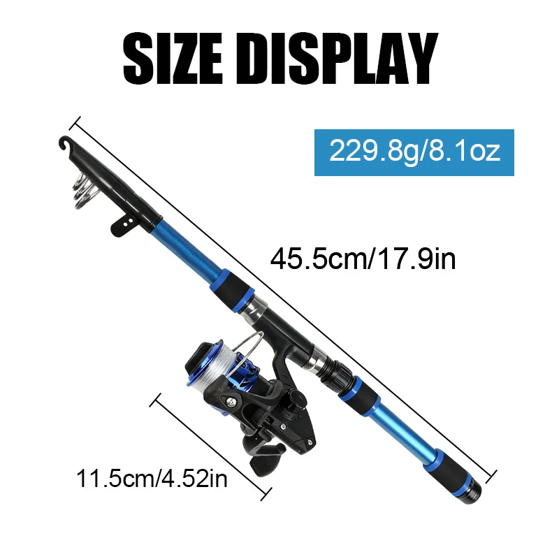 Fishing Pole Set Full Kits With Telescopic Fishing Rod And Spinning Reel Baits Hooks Travel Pole Set - Image 2