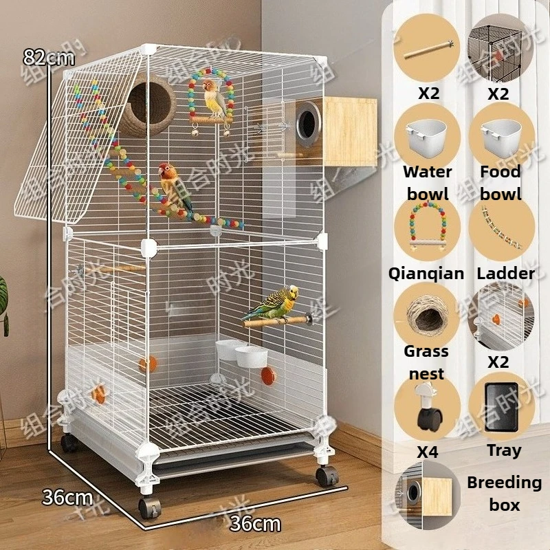Large Household Bird Cage Set Splash-proof Luxury Parrot Cage Water Feeder Canaries Villa Swing Bird Cages Nest Big Pet Supplies - Image 7