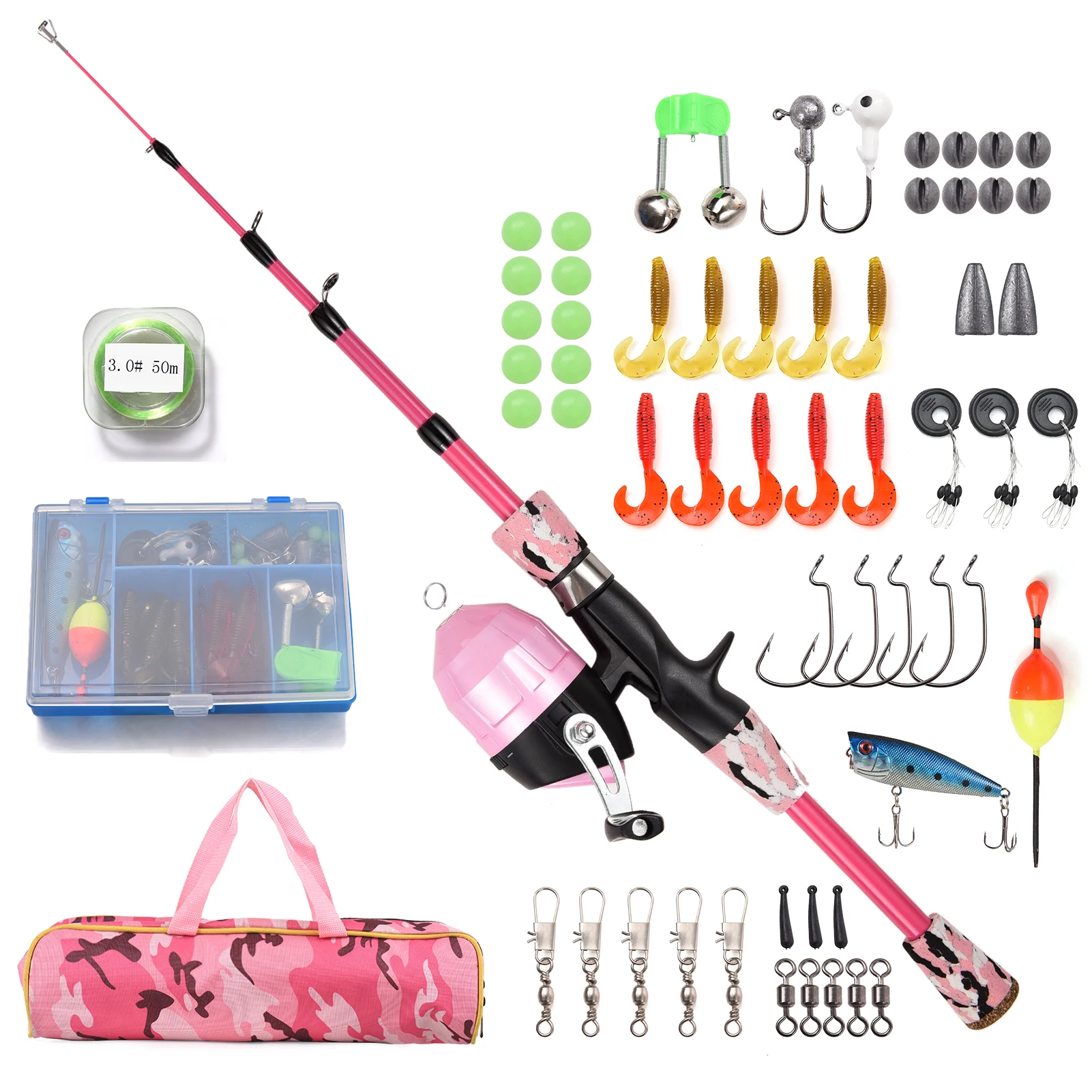 Kids Fishing Pole Telescopic Casting Rod Pole and Reel Combo Full Kit 1.2m/1.5m with Spincast Fishing Reel ,Hooks for Children - Image 7