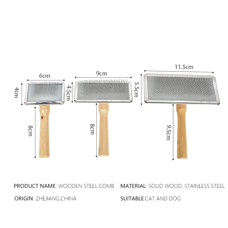 Pet Cat and Dog Grooming Supplies: Hair Remover Brush, Wood Combs, Flea Comb for Shedding - Image 3