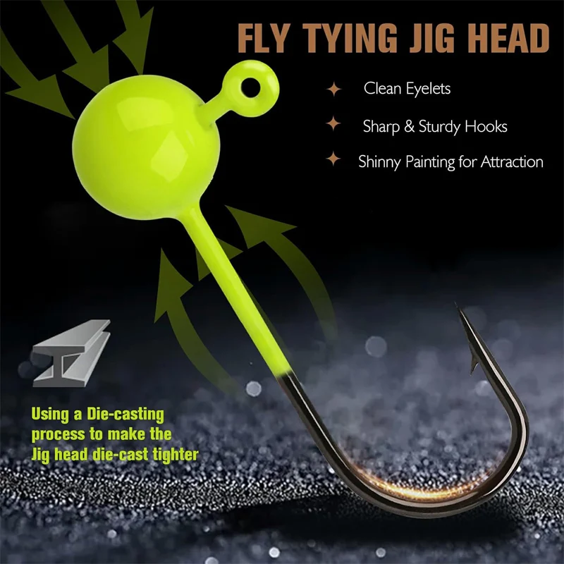 50PCS Fishing Hooks Set 0.4/0.8/1/1.5/2g Sharp Durable Barbed Jig Head Hook Fishihooks Fishing Equipment Gear Tackle Accessories - Image 3