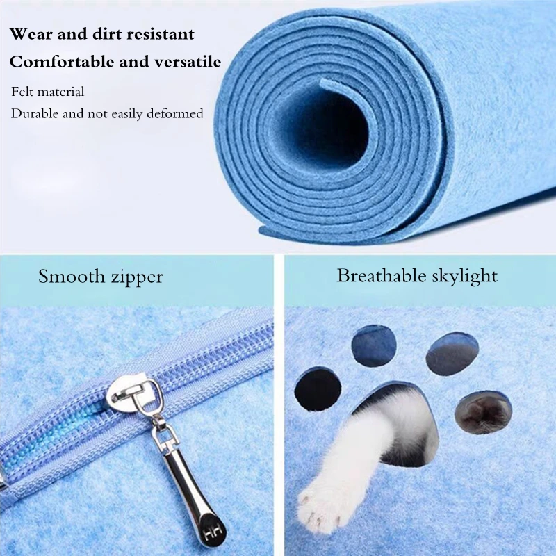 Cat Bed Detachable Natural felt Cat Bed Breathable Cat Cave Dark Gray Cat Bed House With Cushion for Pets Cats Pet Accessories - Image 5