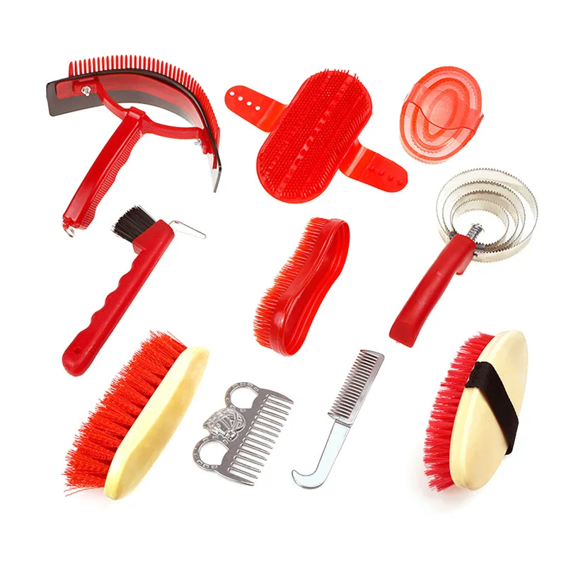 Horse Grooming Kit Horse Brushes for Grooming 10 Pcs Horse Cleaning Tool Set with Tote Bag Brush Supplies Equine Care Supplies - Image 4