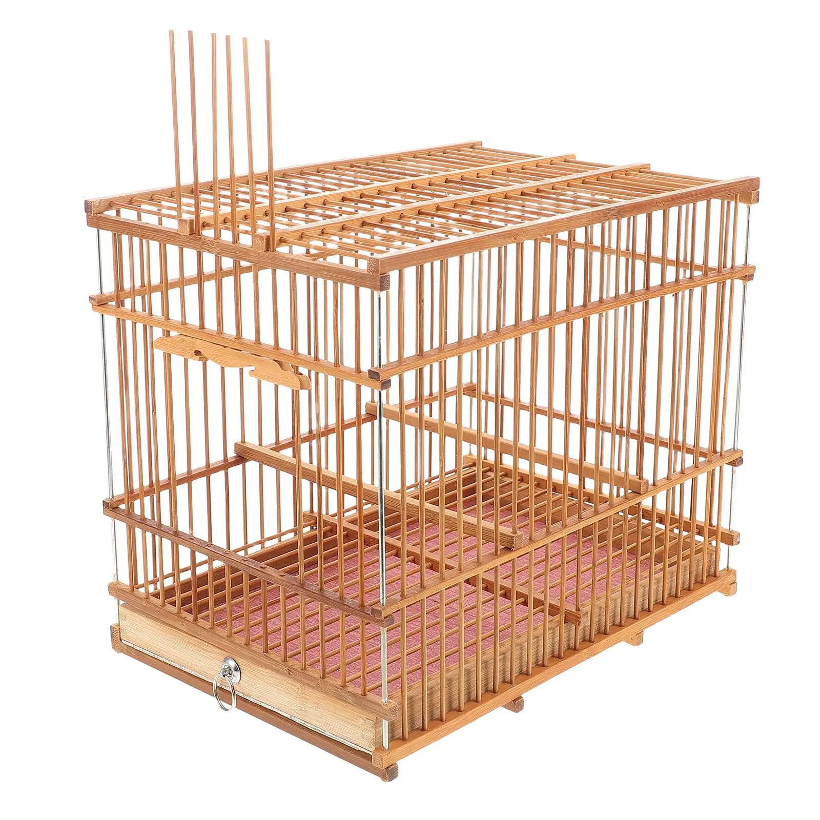Small Bamboo Woven Bird Cage Lightweight Portable Travel Cage For Birds Home Decorative Flight Cage With Intricate Design