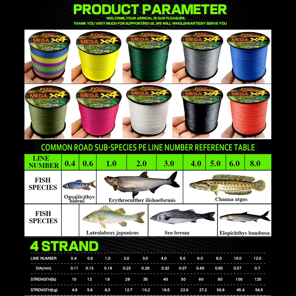 Fishing Lines X4 PE Line Multifilament Wire Multicolored Cord 100M Thin and Smooth 10lb 12lb 18lb 28lb 35lb 40lb 5lb 60lb 80lb - Image 2