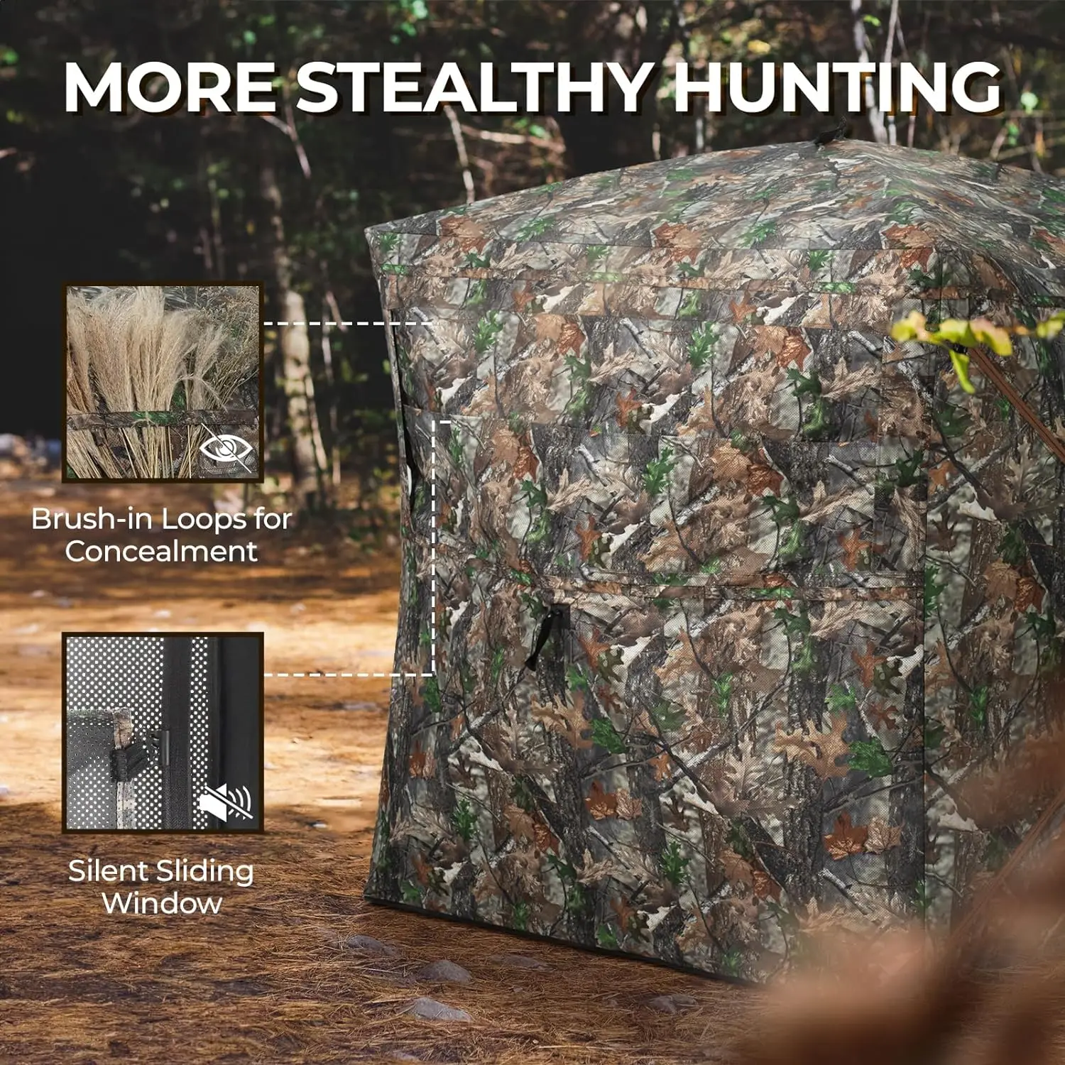 Portable and Durable Hunting Tent, Pop Up Deer Blinds, See Through Ground Blinds, 2-3 and 3-4 Person, 270 ° - Image 5