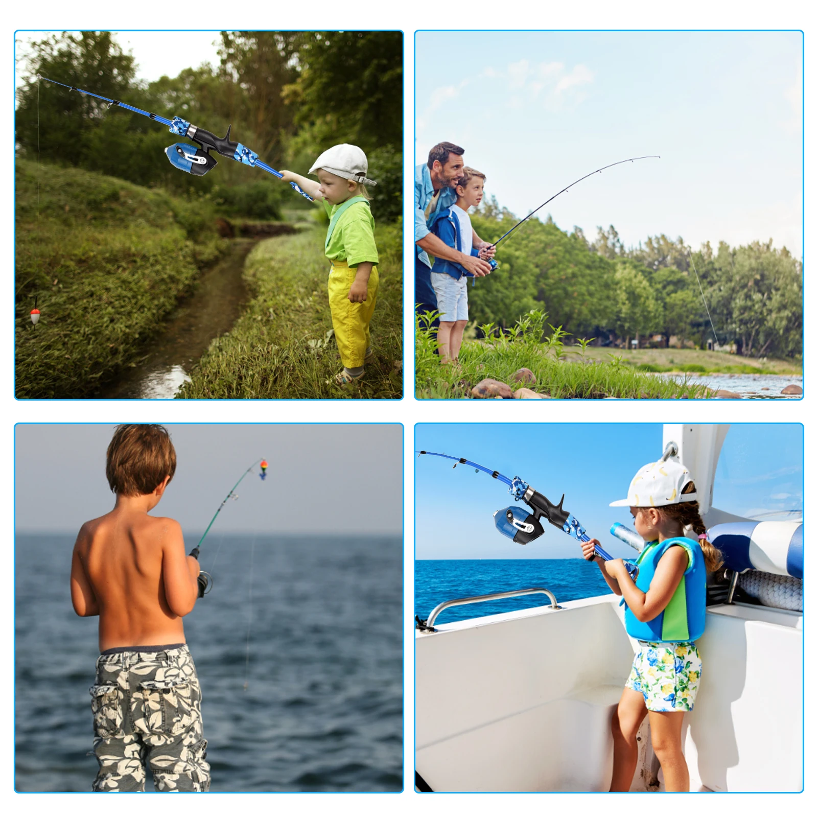 Kids Fishing Pole Telescopic Casting Rod Pole and Reel Combo Full Kit 1.2m/1.5m with Spincast Fishing Reel ,Hooks for Children - Image 2