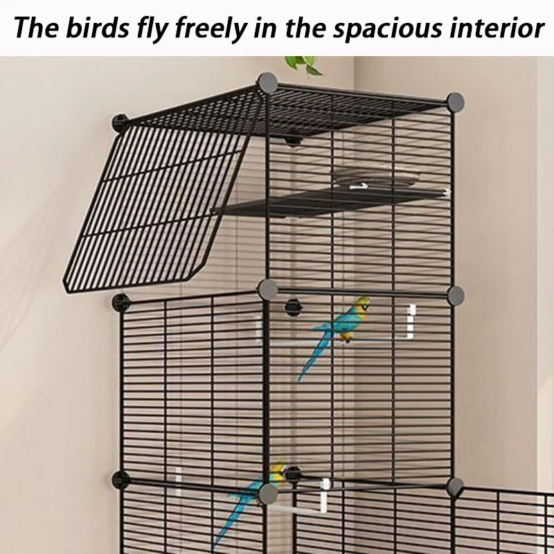 DIY Indoor Bird Cages Large Metal Iron Bird Cages Divider Parrot Thrush Villa Luxury Birdcage Anti Splash Food Pet Supplies - Image 5