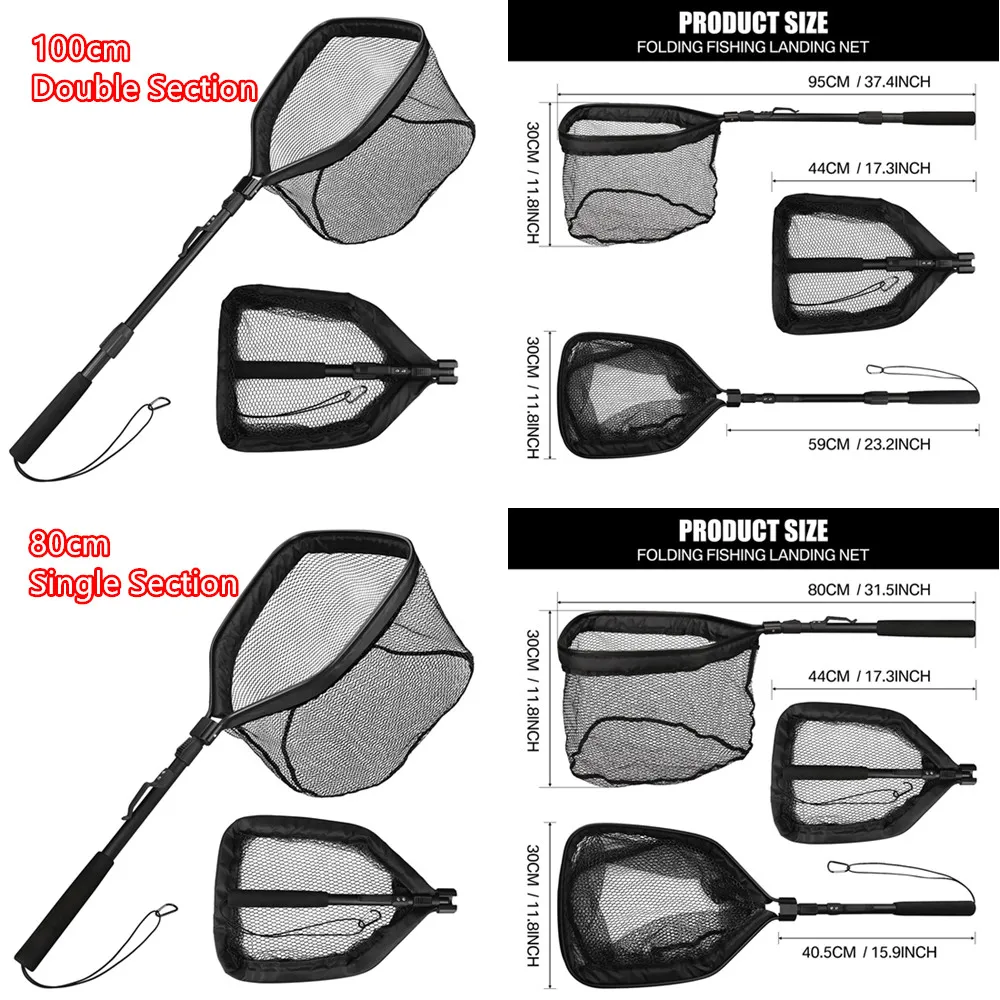 Floating Fishing Net Foldable Landing Net Easy Catch&Release with Telescopic Pole Rubber Coated Fish Net for Saltwater Freshwate - Image 3