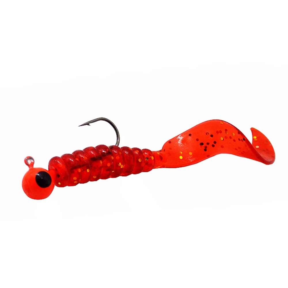 34pcs 1 Set 17pcs Metal Jig Head Fishing Hooks + 17pcs Soft Worm Lure Grub Silicone Fish Artificial Bait Tackle - Image 3