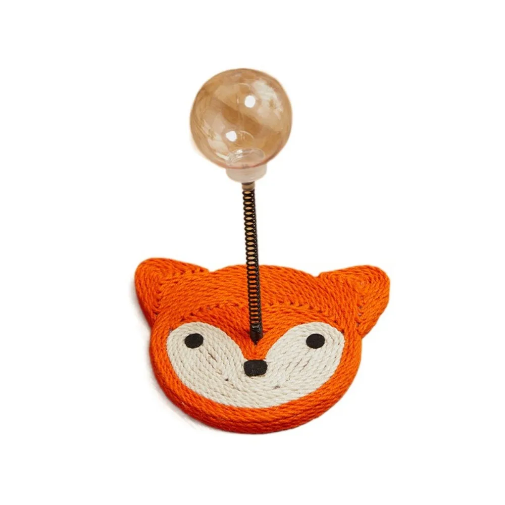 Cartoon Cat Treat Ball with Scratcher Sisal Base Spring Stand Pet Interactive Feeder Clear Ball Self Play - Image 8