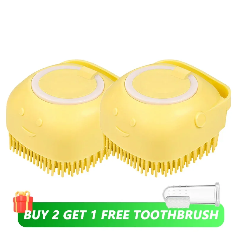 Dog Bathing Brush Pet Massage Brush Shampoo Dispenser Soft Silicone Brush Rubber Bristle for Dogs and Cats Shower Grooming Tool - Image 10