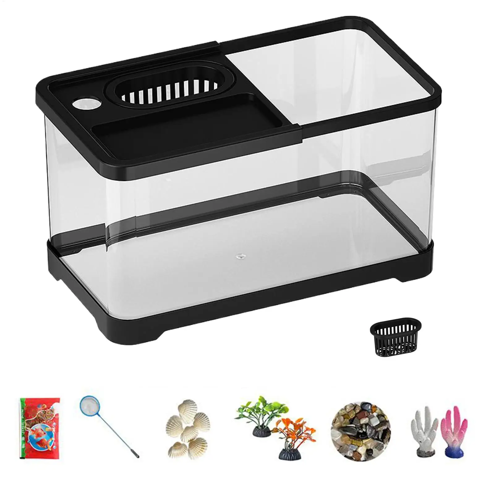 Small Aquarium Kit LED Fish Tank Kit With Decoration Accessories Dust-proof Underwater Landscape Decoration for Desktop Living - Image 2