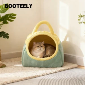 Cute Cat Beds for Indoor Cats Large Cat Cave Bed with Removable Washable Cushioned Pillow, Cozy Kitten Tent with Non-Slip Bottom