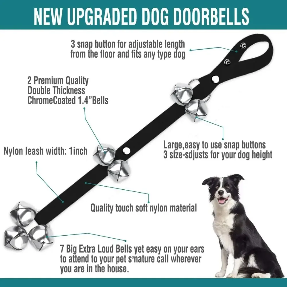 Dog Doorbells Premium Training Potty Great Adjustable Dog Door Bell for Potty Training Puppy Easy Way Extra Large Loud DoorBells - Image 2