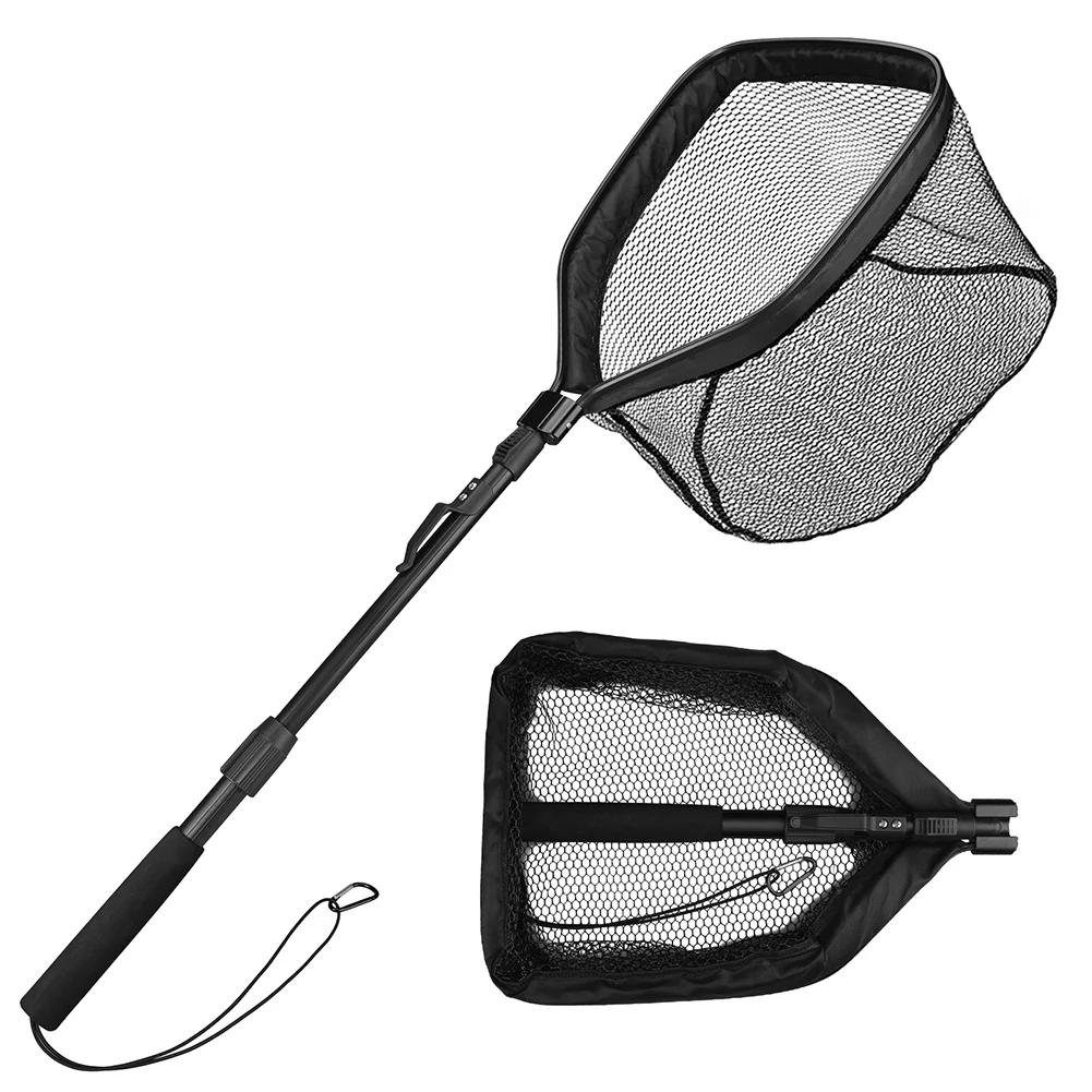 Floating Fishing Net Foldable Landing Net Easy Catch&Release with Telescopic Pole Rubber Coated Fish Net for Saltwater Freshwate - Image 8