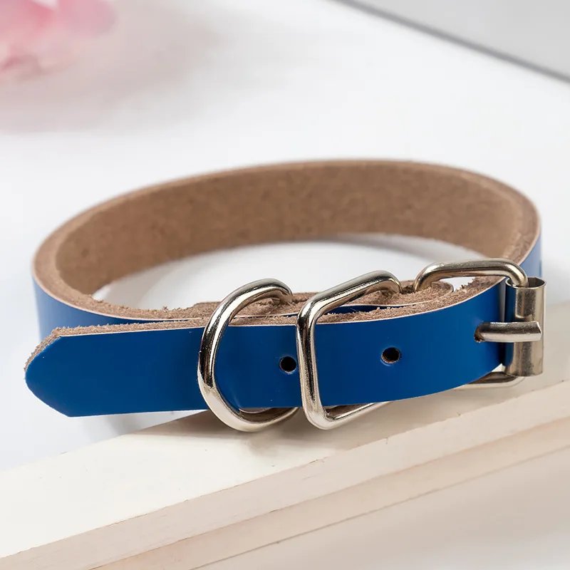 Dog Collar Big Small Neck Chain Leather Cowhide Electroplating Buckle Adjustable Soft Comfortable Pet Supplies Accessories - Image 8