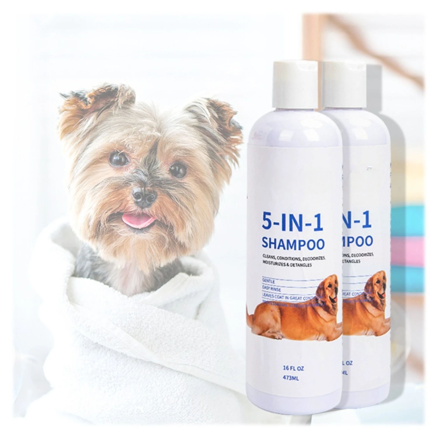 ATUBAN 16 floz 5 in 1 Dog Shampoo for Itchy Skin - Sensitive Skin Dog Shampoo for Smelly Dogs - Dog Shampoos & Conditioners