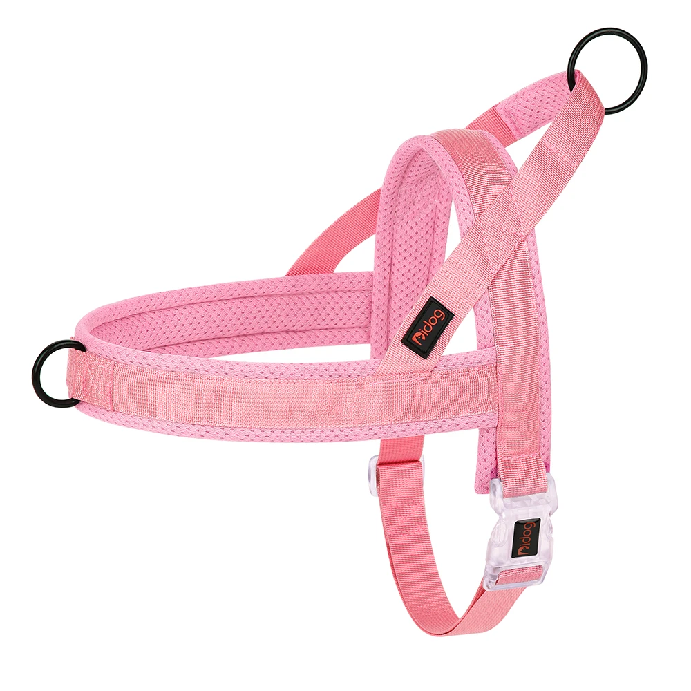 No Pull Nylon Dog Harness Adjustable Pet Dogs Training Harnesses Vest Breathable Pitbull Pug Harnesses For Small Large Dogs Pink - Image 8