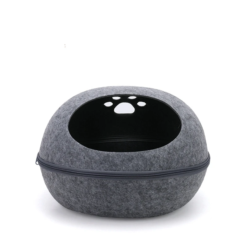 Cat Bed Detachable Natural felt Cat Bed Breathable Cat Cave Dark Gray Cat Bed House With Cushion for Pets Cats Pet Accessories - Image 7