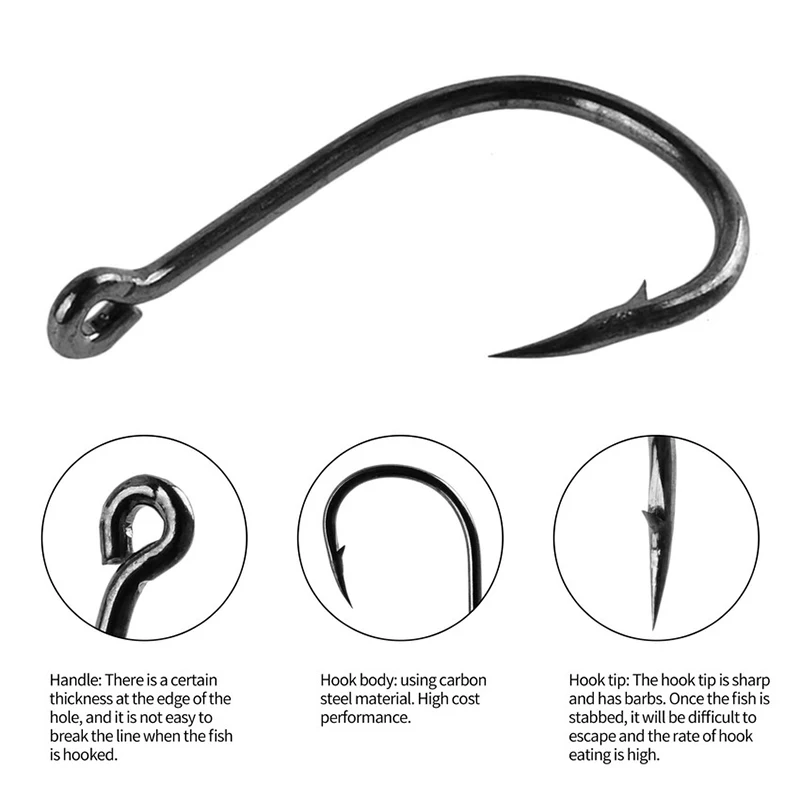 Fishing Hooks Set 100Pcs Box 10 Series High Carbon Steel Single Circle Fishing Hook Fly Fishing Jip Barbed Carp Hooks - Image 4
