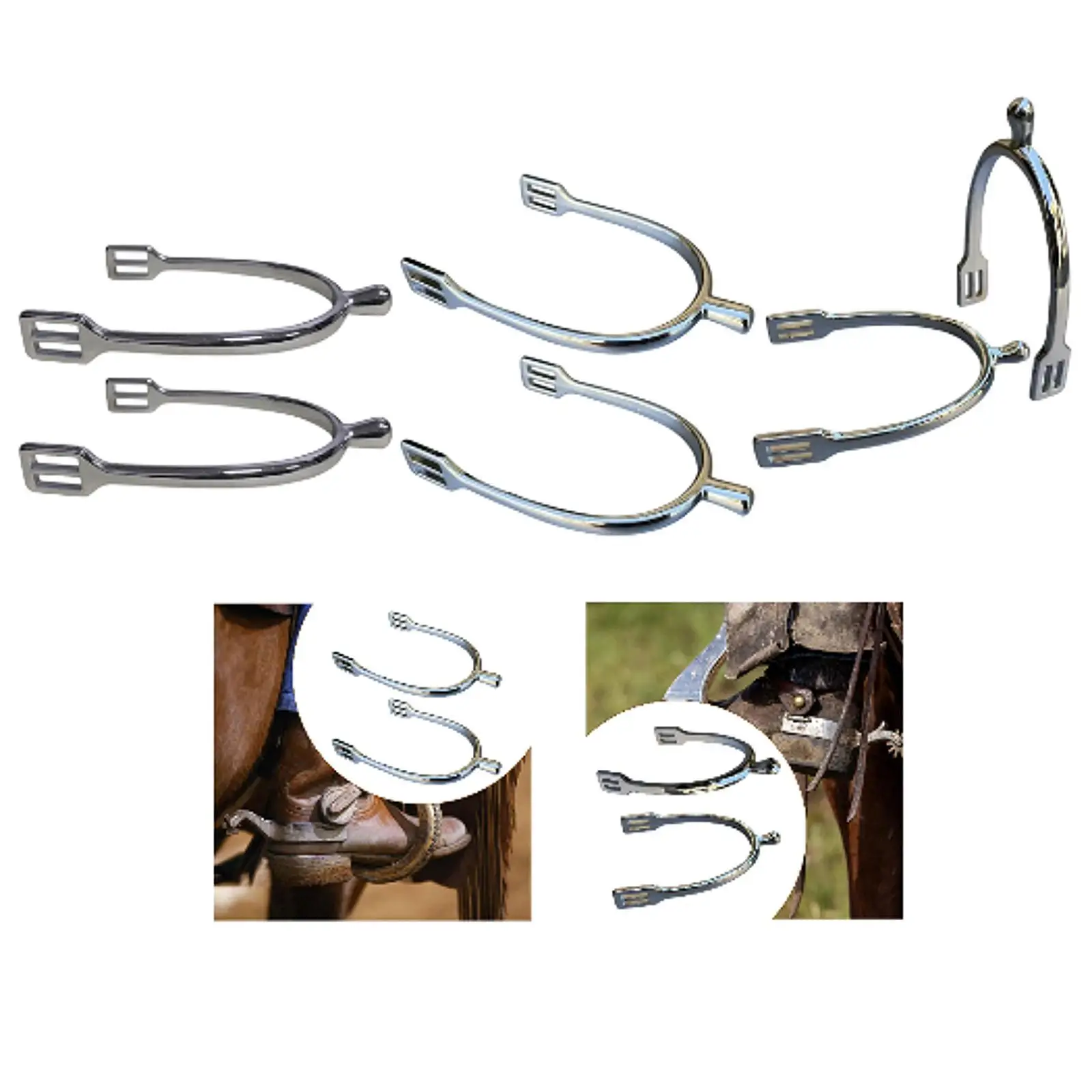 2x Horse Spurs Professional Sturdy Portable Practical Equestrian Equipment Equestrian Training Spurs Zinc Alloy for Women/Kids - Image 2