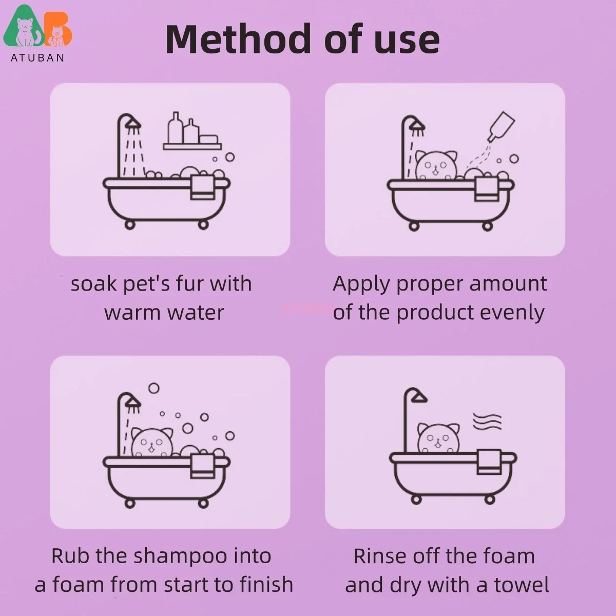 ATUBAN Dog Shampoo and Conditioner,Hypoallergenic Dog Shampoo for Smelly Dogs,Probiotic Pet Shampoo for Dogs,Royal Lavender - Image 4