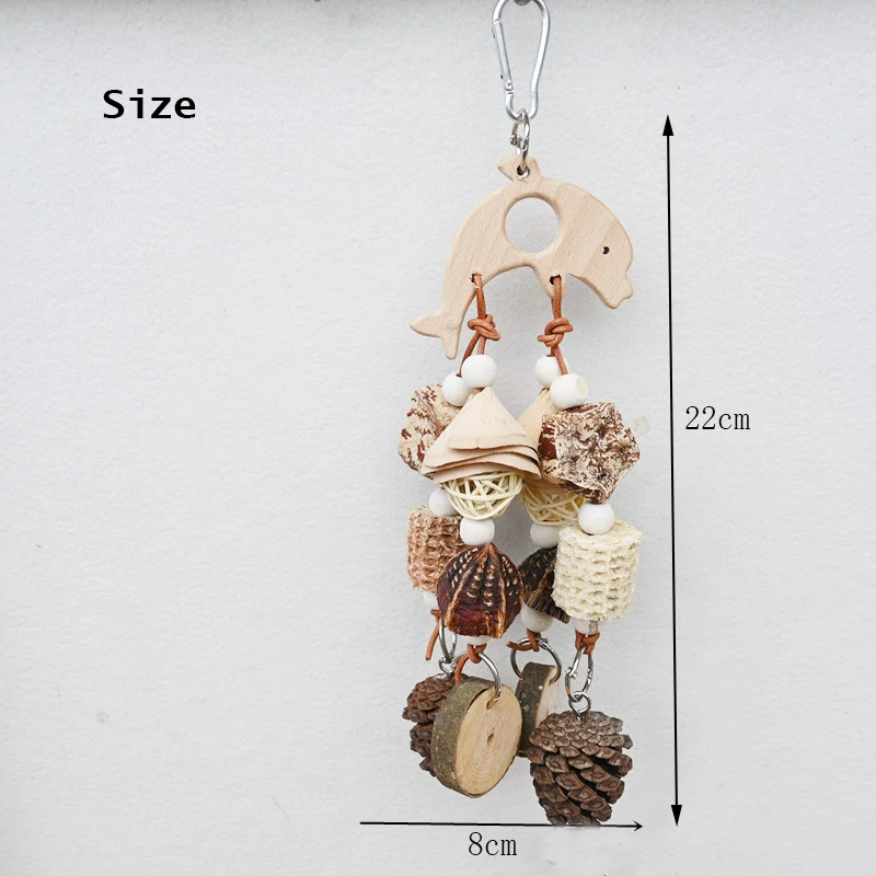 Natural Parrot Bird Toy Wooden Fruit nibble skewers pine cones corncob cork tooth grinding Cage Supplies Bird Accessories New - Image 7