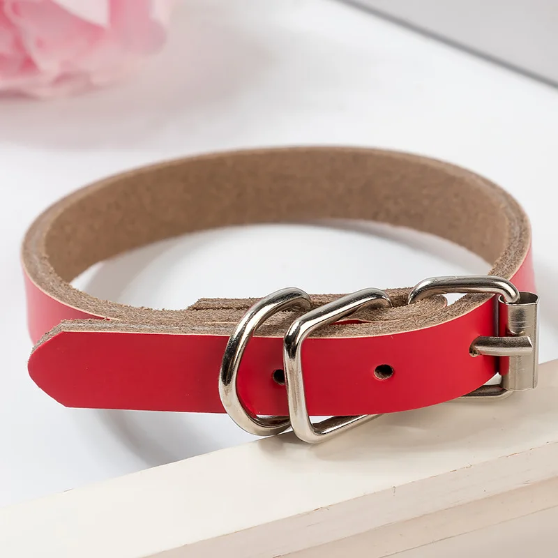 Dog Collar Big Small Neck Chain Leather Cowhide Electroplating Buckle Adjustable Soft Comfortable Pet Supplies Accessories - Image 9