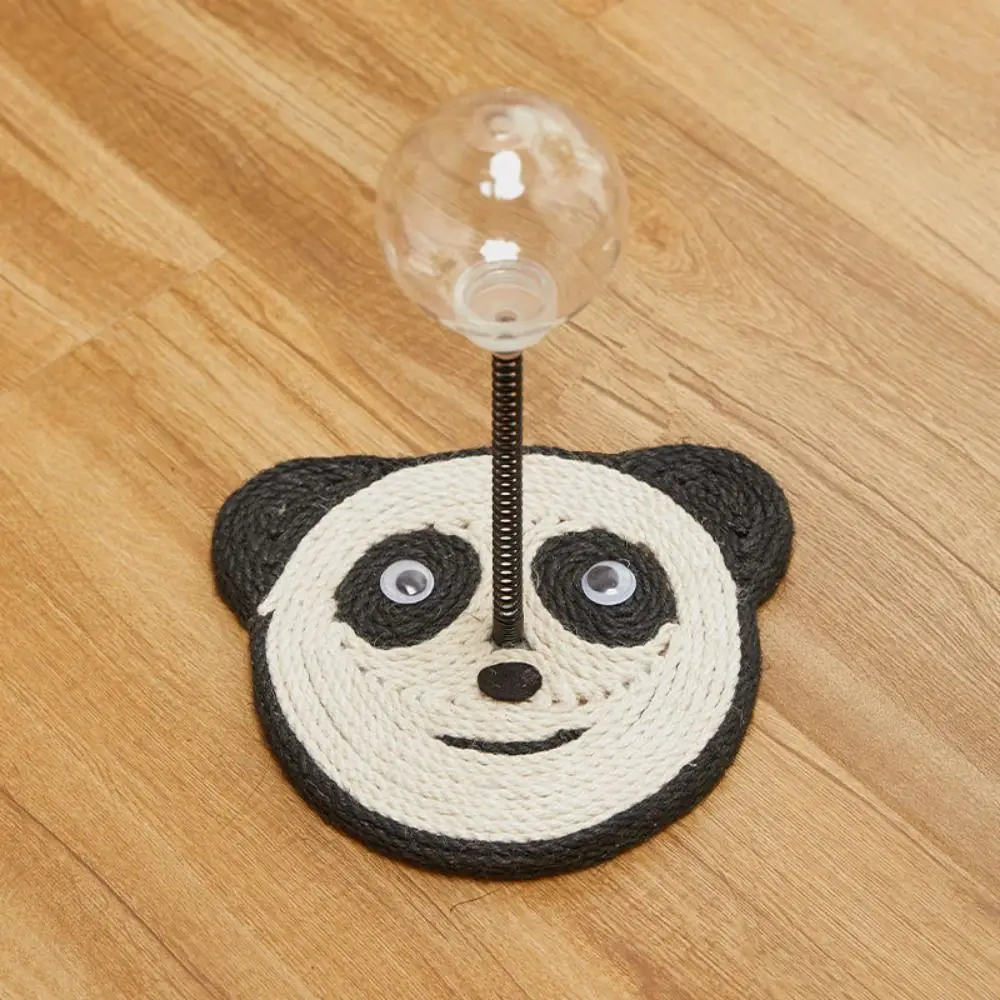 Cartoon Cat Treat Ball with Scratcher Sisal Base Spring Stand Pet Interactive Feeder Clear Ball Self Play - Image 3