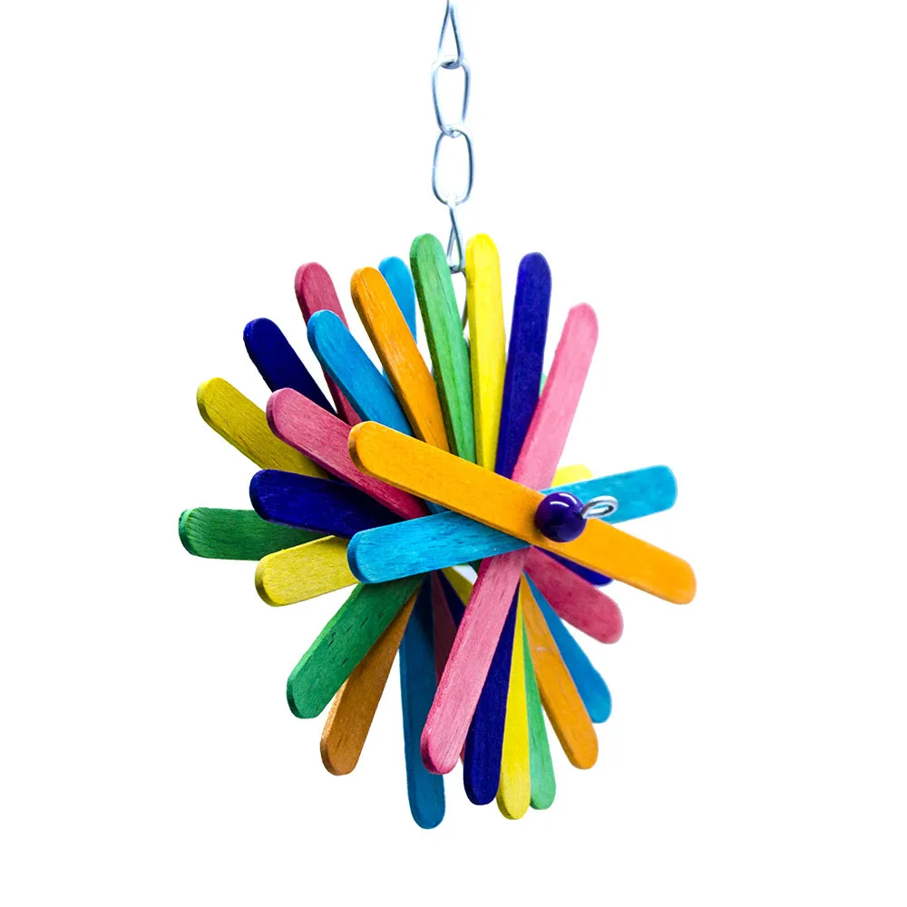 Bird Supplies Parrot Toys Pet Supplies Colorful Flowers Wooden Tooth Shatters Bite Shatters Relieve Hairy Bites Bird Swing - Image 2
