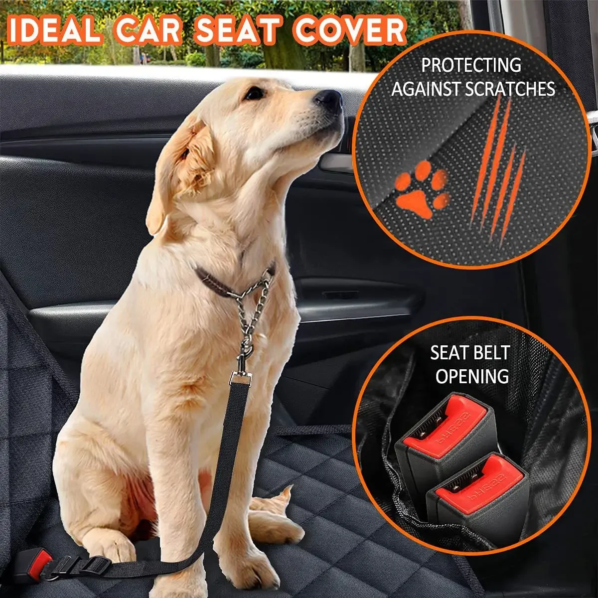 Dog Car Rear Seat Protective Cover Waterproof Dirt Resistant Pet Seat Cover Black Shoulder Strap Hammock Pet Travel Mattress - Image 2