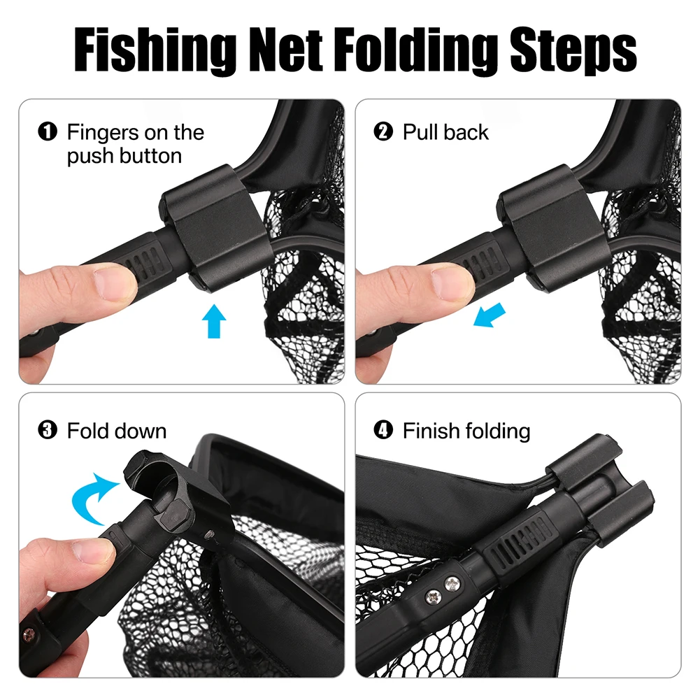 Floating Fishing Net Foldable Landing Net Easy Catch&Release with Telescopic Pole Rubber Coated Fish Net for Saltwater Freshwate - Image 4