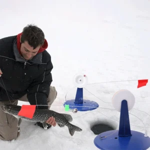 Tough Winter Ice Fishing Rod Tip Up with Handy Flag; Portable Ice Fishing Trappings 1 Set