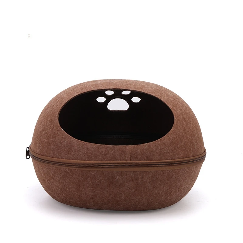 Cat Bed Detachable Natural felt Cat Bed Breathable Cat Cave Dark Gray Cat Bed House With Cushion for Pets Cats Pet Accessories - Image 8