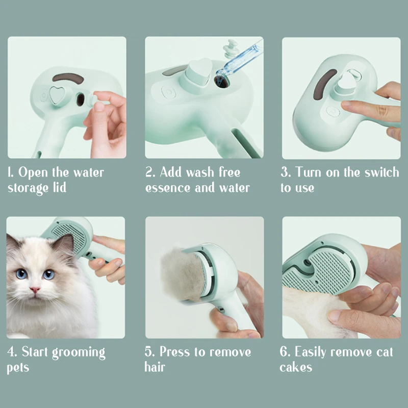 Dog Comb Pet Steam Massage Brush Safe Round Head Soft Teeth Spray Hair Removal Comb for Dog Universal for Cats Dogs Accessories - Image 6