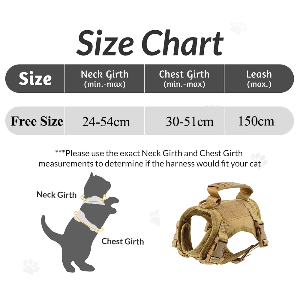 Tactical Puppy Harness Leash For Small Dogs Cats Adjustable Kitten Vest For Military Service Dog Working Training Walking - Image 2