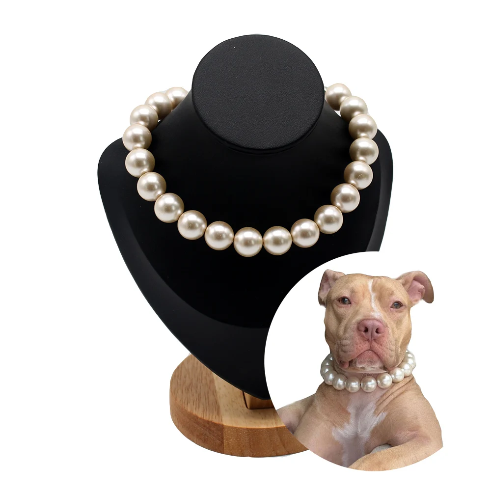 Dog Pearl Collars for Large Dogs Cats Pet Necklace Jewelry Chihuahua Yorkie Girl Clothing Dress Costume Accessories Wire Rope - Image 2
