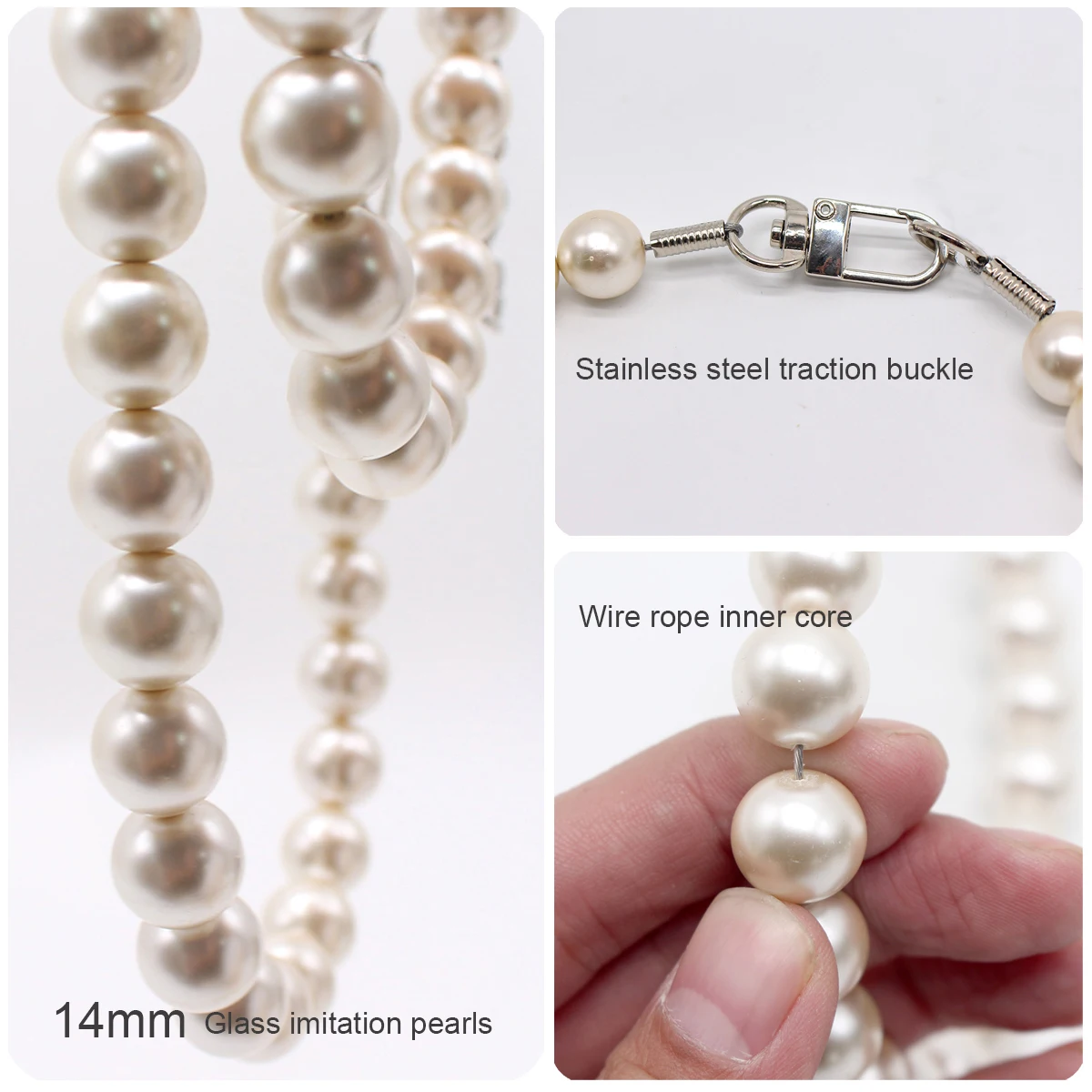 Dog Pearl Collars for Large Dogs Cats Pet Necklace Jewelry Chihuahua Yorkie Girl Clothing Dress Costume Accessories Wire Rope - Image 4