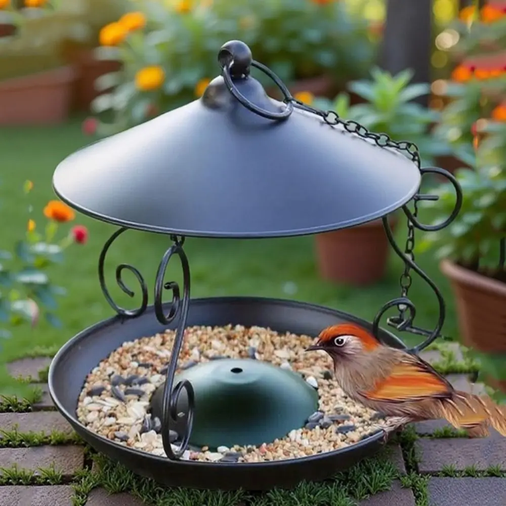Pet Feeding Supplies Iron Bird Feeder Rainproof Hanging Bird Food Dispenser Windproof Multi-purpose Bird Water Bowl Courtyard - Image 2