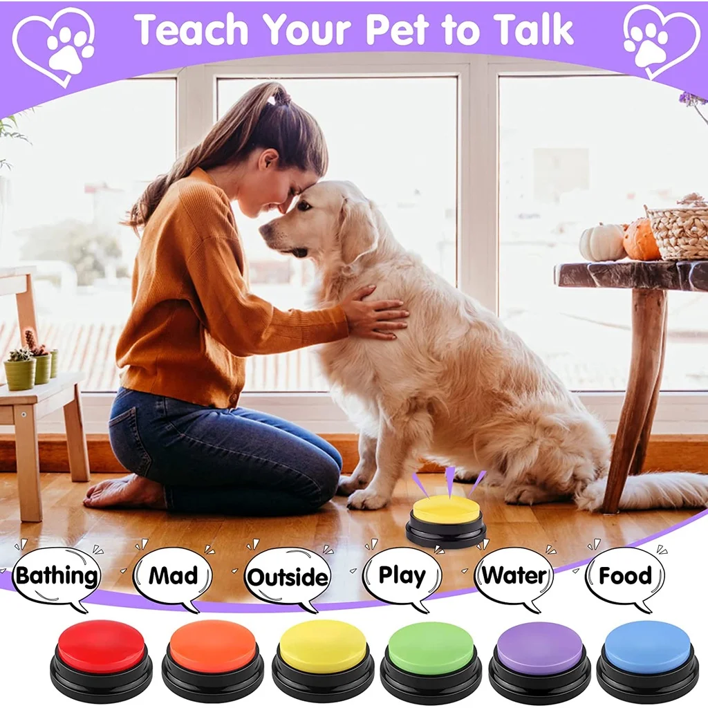 Talking Dog Buttons Funny Voice Recording Button for Pet Training Buzzer 30 Second Record Playback for Talking Communication Toy - Image 3