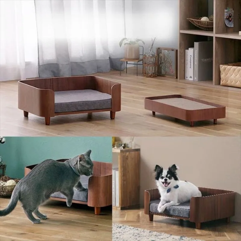 Cat Dog Bed Wooden Kennel Indoor Pet Furniture Floor Modern Simplicity Ceiling Bed Comfortable Durable Furniture Accessories - Image 3