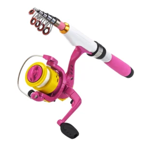 1.2M Mini Fishing Pole Kits With Short Telescopic Fishing Rod And-Spinning Reel Baits Travel Pole Set For Beginner Children