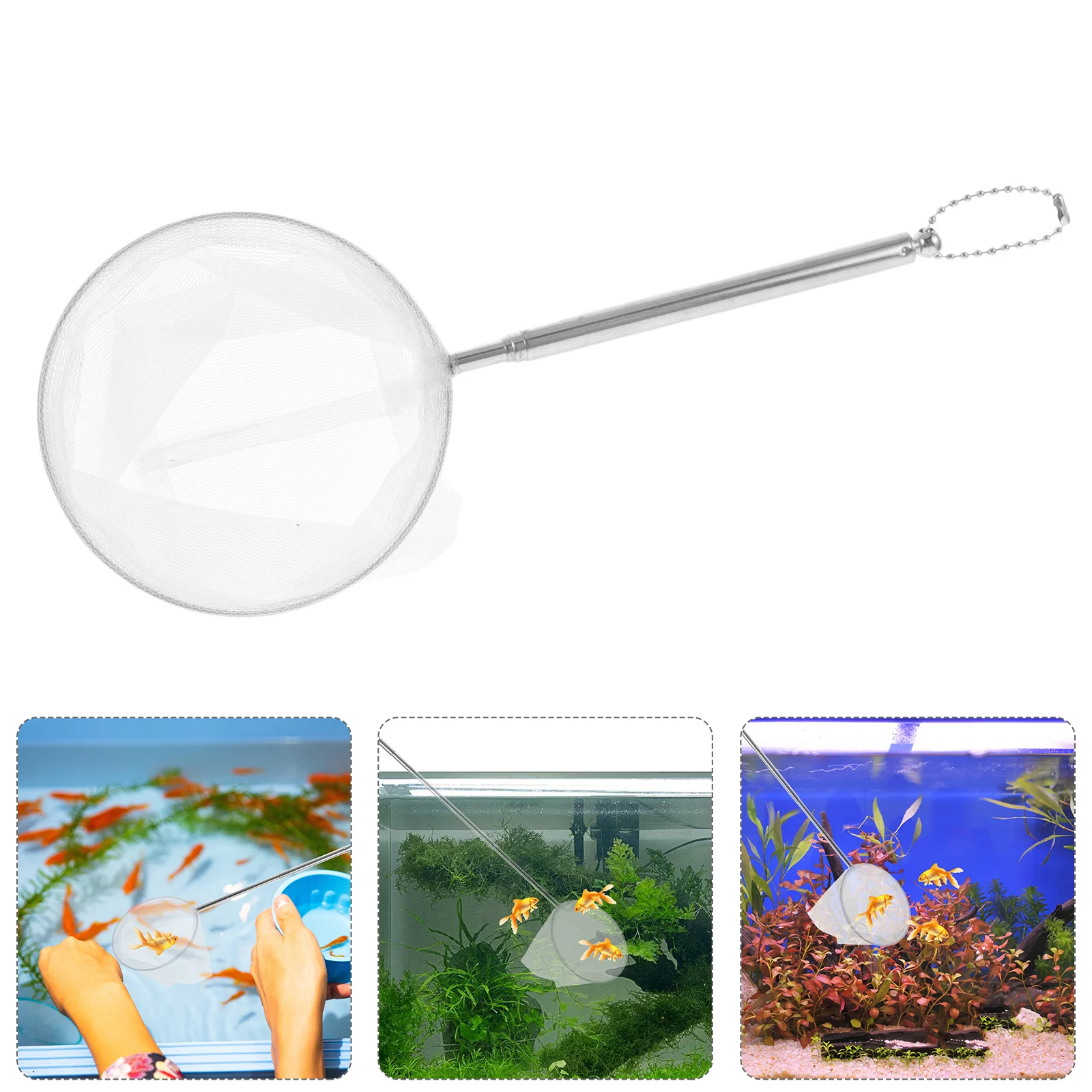 Telescopic Aquarium Fish Shrimp Net With Fine Mesh 3D Stainless Steel Small Fishing Net For Small Fish Tanks Extendable Handle - Image 2
