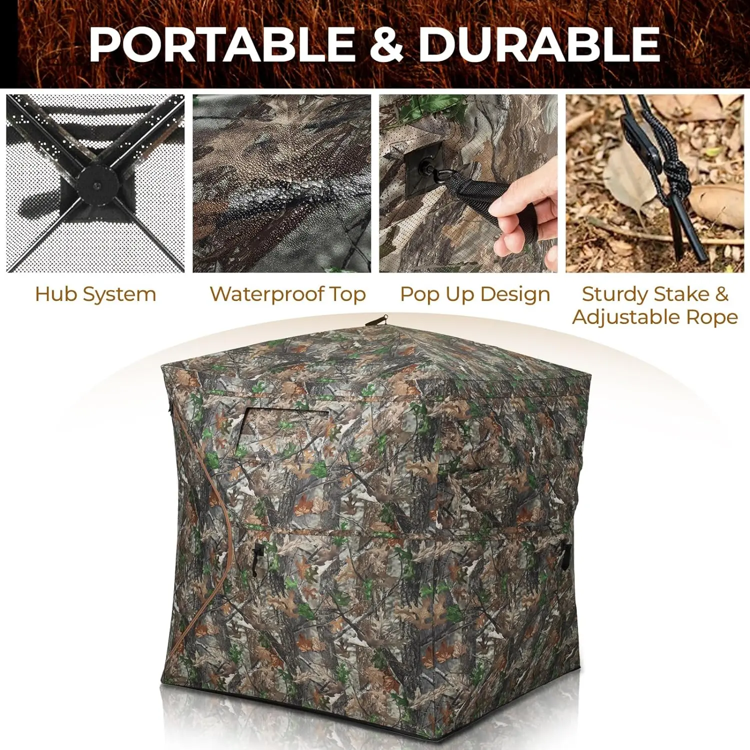 Portable and Durable Hunting Tent, Pop Up Deer Blinds, See Through Ground Blinds, 2-3 and 3-4 Person, 270 ° - Image 6